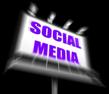 Social Media Sign Displays Internet Communication and Networking