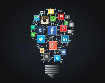 Social Networks Idea with Lightbulb