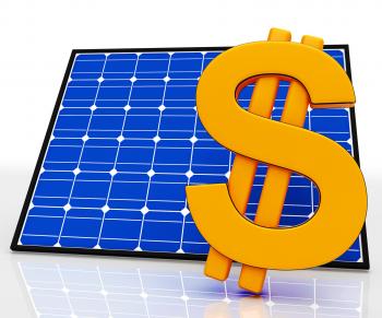 Solar Panel And Dollar Sign Shows Saving Energy