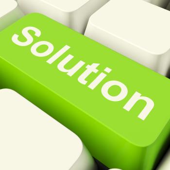 Solution Computer Key In Green Showing Success And Strategy