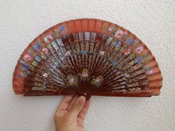 Traditional Brown Floral Design Spanish Hand Fan Limited Edition by ...