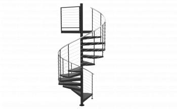 72"D Horizontal 1/4" Stainless Infill Code Compliant Spiral Stair ...