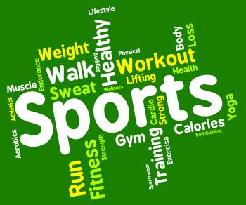 Sports Word Shows Getting Fit And Exercising