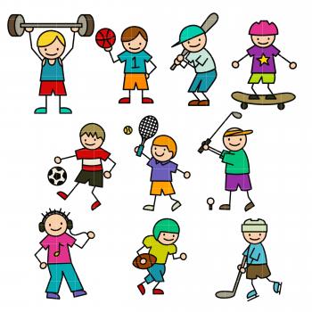 Sporty Stick Kids Set Semi Exclusive Clip Art Set For Digitizing and ...