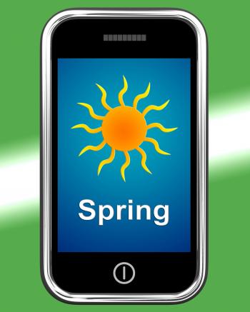 Spring On Phone Means Springtime Season