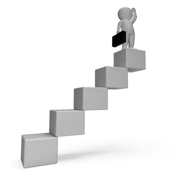 Stairs Character Indicates Business Person And Achieve 3d Rendering