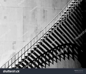 Heavy Shadow Stairway On Old White Stock Photo (Royalty Free ...