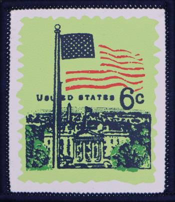 US POSTAGE STAMP PATCH, EMBROIDERED POSTAL STAMP 6 cent 6c united ...