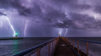 File:Port and lighthouse overnight storm with lightning in Port-la ...