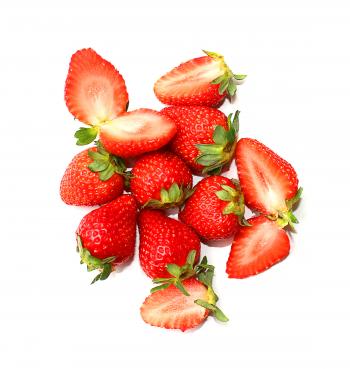 Strawberry fruits on white