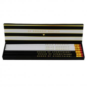 My Gorgeous Pencils Set Of 6 Designer Pencils In Black and White ...