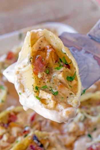 Chicken Bacon Ranch Stuffed Shells - Dinner, then Dessert