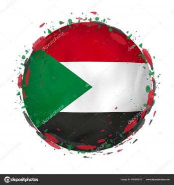 Round grunge flag of Sudan with splashes in flag color. — Stock ...