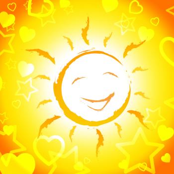 Sun Smiling Shows Cheerful Sunshine And Joyful