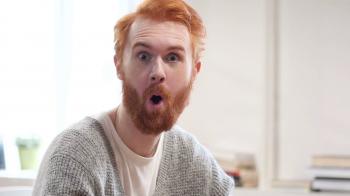 Amazed Surprised Man with Red Hairs Stock Video Footage - Videoblocks