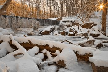 Susquehanna Winter Sunset Falls - HDR