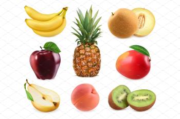 Sweet fruits. 3D vector icons set ~ Illustrations ~ Creative Market