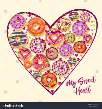 My Sweet Heart Design Donuts Heart Stock Vector (2018) 583767643 ...