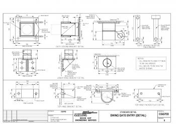 Civil Engineering Standard Drawings - CGG703 Swing gate entry (Detail)