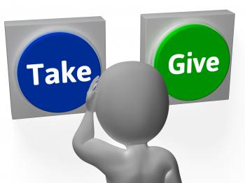 Take Give Buttons Show Compromise Or Negotiation