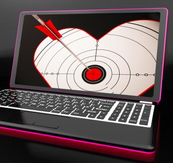 Target Heart On Laptop Shows Flirting