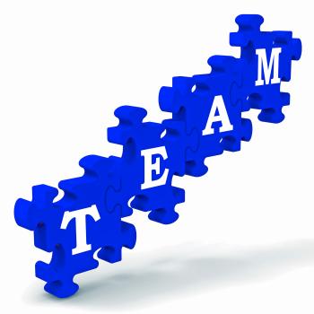 Team Puzzle Showing Partnership