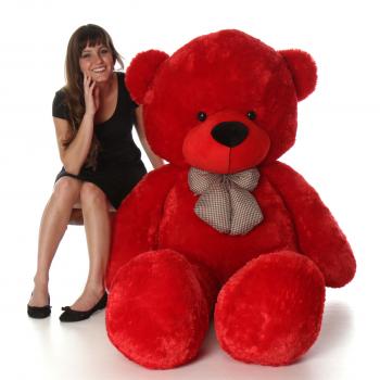 Bright Cuddles 72" Life Size Red Plush Teddy Bear - Giant Teddy Bear