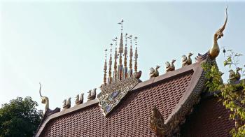 Roof details of Buddhist temple Wat Ming Muang in Chiang Rai ...