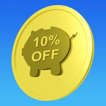Ten Percent Off Coin Shows 10 Savings And Discount