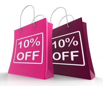 Ten Percent Off On Shopping Bags Shows 10 Bargains
