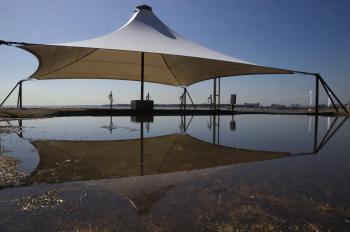 Tent Reflected in Puddle, Kasai Seaside Park