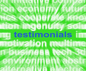 Testimonials Word Shows Supporting And Recommending Product Or Service