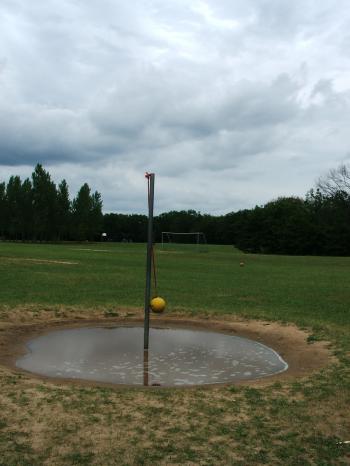 Tetherball after a rain