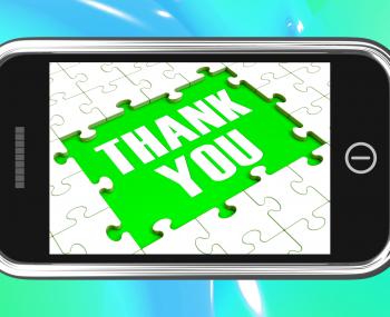 Thank You On Smartphone Shows Gratitude Texts And Appreciation