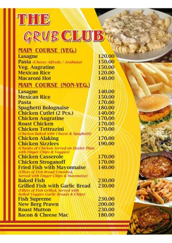The Grub Club Menu, Menu for The Grub Club, Golpark, Kolkata - Zomato