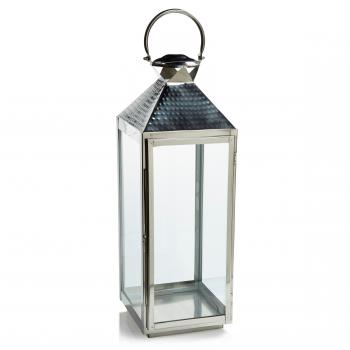 Colours Chrome Effect Stainless Steel & Glass Hurricane Lantern ...