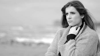 Woman Thinking About Love In Front Of The Ocean Feeling Lost Slow ...