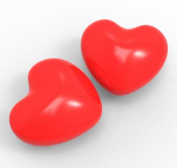 Three Dimensional Hearts Means Affection Passion And Attraction