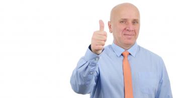 Confident Businessman Gesturing Thumbs Up Victory Sign Good Job ...