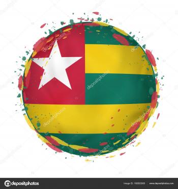 Round grunge flag of Togo with splashes in flag color. — Stock ...