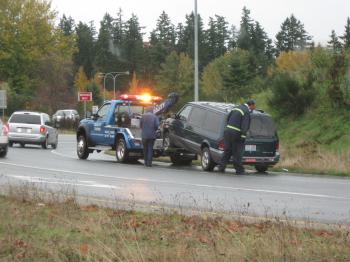 Tow truck towing