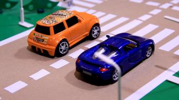Cars Race & Crashes with Toy Racing Cars for Kids - YouTube