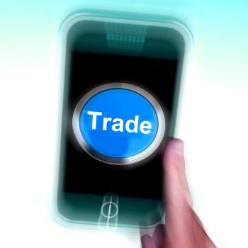 Trade On Mobile Phone Shows Online Buying And Selling