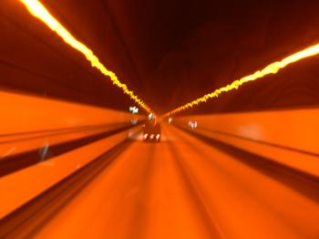 Trailing lights in tunnel