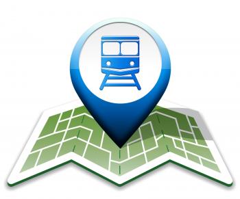Train Map Indicates Intercity Journey 3d Illustration