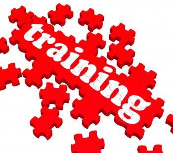 Training Puzzle Showing Business Coaching