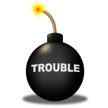 Trouble Alert Means Stumbling Block And Advisory