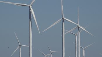 4K Closeup windmill blade rotation alternative energy wind turbine ...