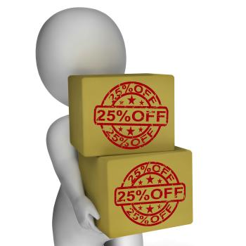 Twenty Five Percent Off Boxes Show 25 Price Markdown