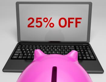 Twenty-Five Percent Off On Notebook Showing Online Discounts